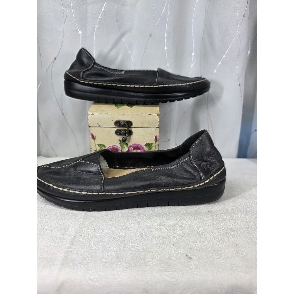 Naturalizer Womens‎ Leather Slip On Loafer 9 Black N5 Comfort Walking Office